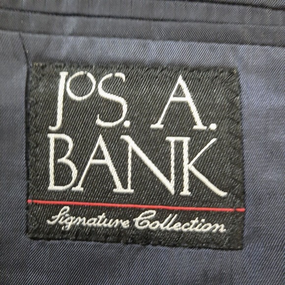 Jos A Bank Mens Suit 42L 46" 36x31 Blue Stripe Jacket Blazer Sport Coat Wool - Picture 11 of 15